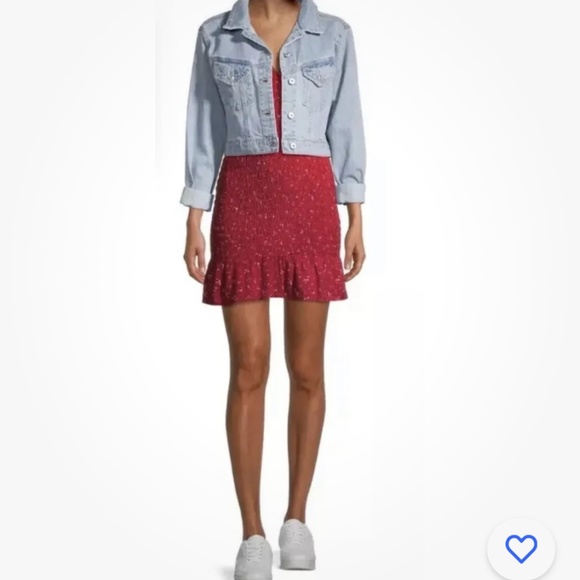 No Boundaries Brilliant Red Floral Smock Dress Medium(7-9) NEW - Picture 2 of 7